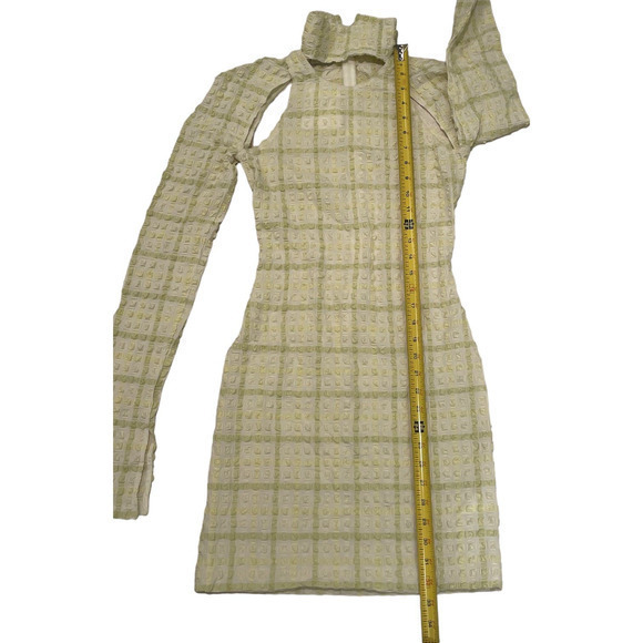 Nanushka Revolve Kali Mini Dress Seersucker Bodycon‎ Yellow Size Small - Picture 10 of 15